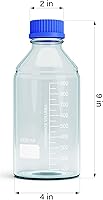 Vista 3 de Botellas de vidrio de almacenamiento de 33.8 fl oz, 2 botellas redondas de almacenamiento de medios, botellas de vidrio de borosilicato, botellas