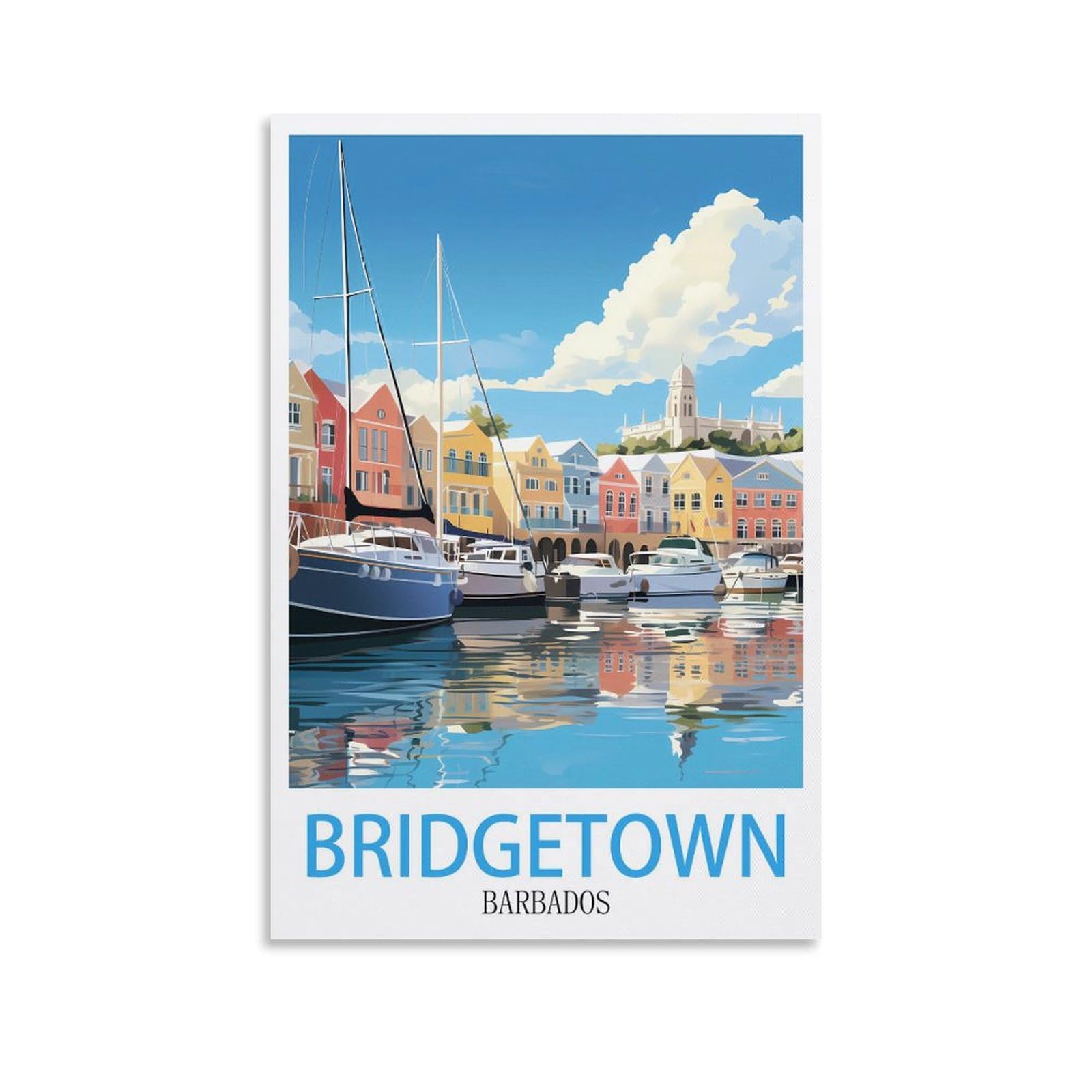 EZMLFA 5D Diamond Art Kits for Beginner,Bridgetown Barbados,Beginners,DIY Full Round Drill Diamond Dot Gem Art Kits for Adults,Crafts for Decor 40x50cm