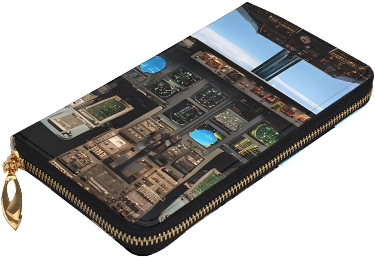Airplane Cockpitfull Width Double-Sided Printed Long Wallet Is A Must-Have For Travel, Portable And Easy To Store In One