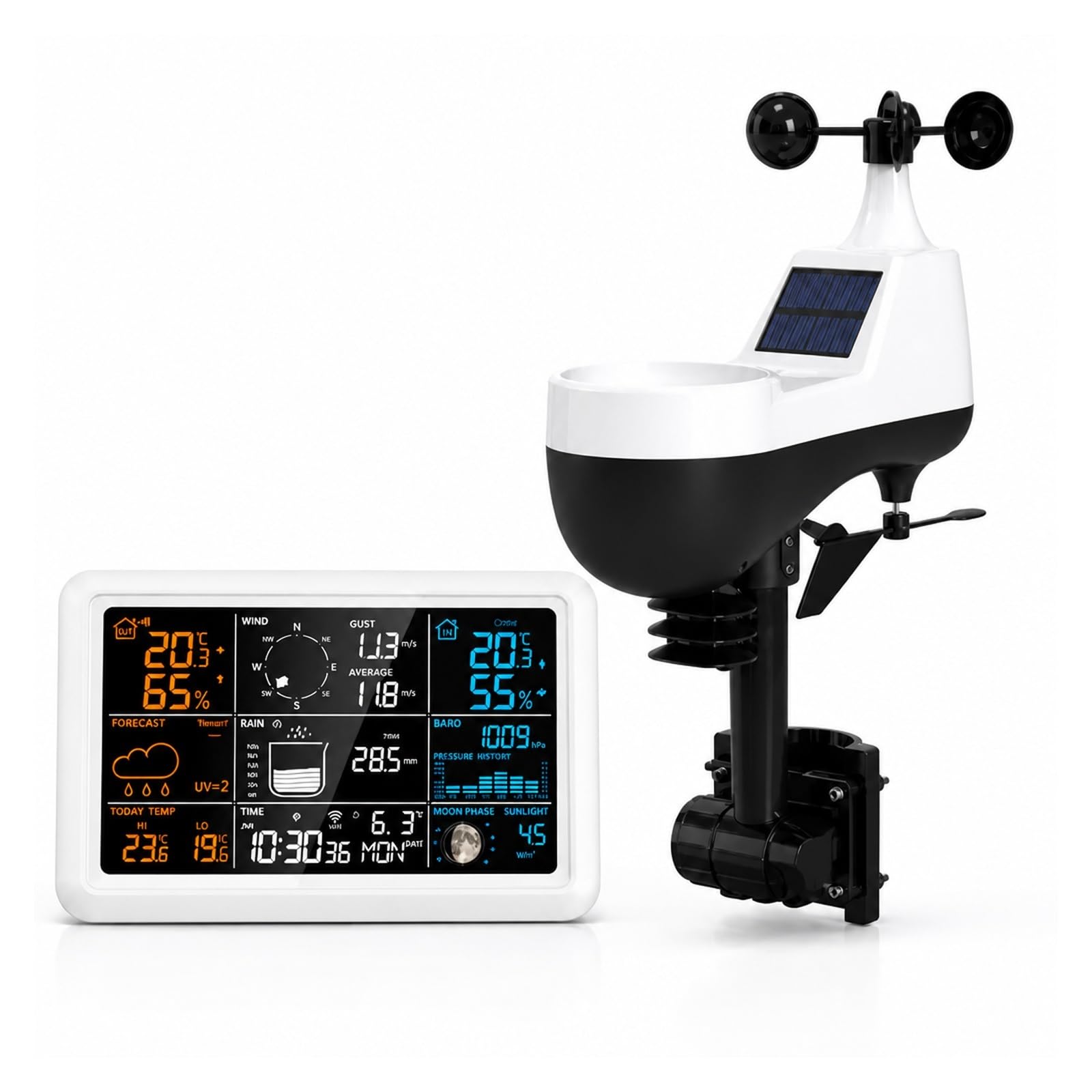 Pluviometro, Sensore Anemometro Per Stazione Meteorologica Wireless(Black)