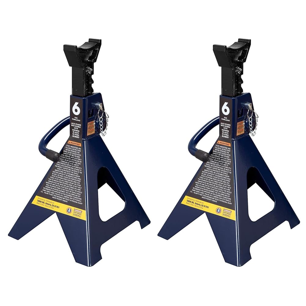 Photo 1 of HPDMC 6 Ton Jack Stands Pair, Adjustable Height from 15 3/8 to 23 13/16 Inches, Double Locking Pins, ASME Standards Steel Vehicle Lifting Ratchet Jack Stand Sets for Garage Shop 6Tons(12,000 LBs)