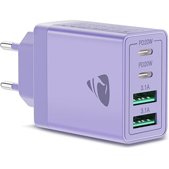 USB C Charger 4-Port 40 W USB-C Fast Multi-Charger and USB-A PD 3.0 Charging Power Adapter Plug Power Supply for iPhone 14 Pro Max 13 Pro 12 11 SE 2020 XS XR 8 7 iPad Samsung Mobile Phones