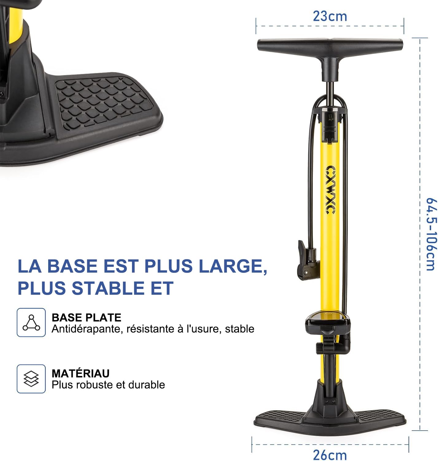 Pompe à vélo avec manomètre numérique 140 PSI pour valves Presta et Schrader - Pompe à air sur Pied Portable avec Grand écran LCD
