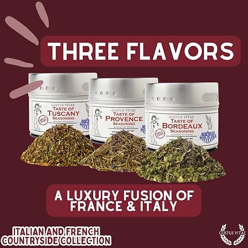 Miniatura 6 de Gustus Vitae - Colección de condimentos y especias gourmet de campo francés italiano - Especias artesanales sin sal - Todo natural - Sin OMG - Lote