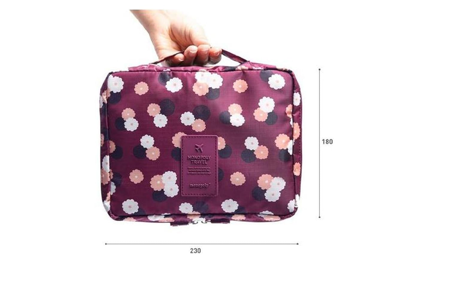 Clear Cosmetic Makeup Bag Toiletry Travel Kit Organizer New 2015 (Flower in Wine Red)