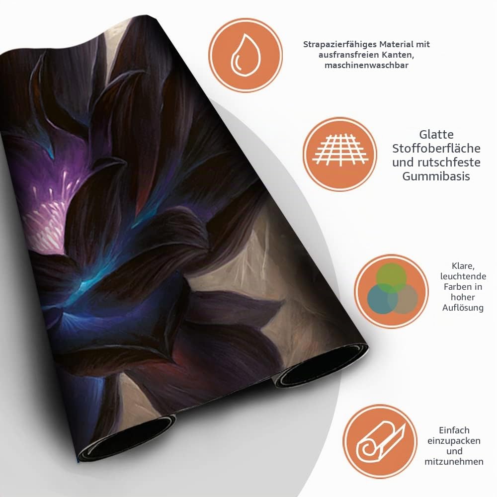 Four leaves Brettspiel MTG Spielmatten+Kostenlose wasserdichte Tasche,TCG Card Game Table Mat Größe 60X35CM Mouse Pad Kompatibel Mit MTG TCG (Black Lotus), 20220823