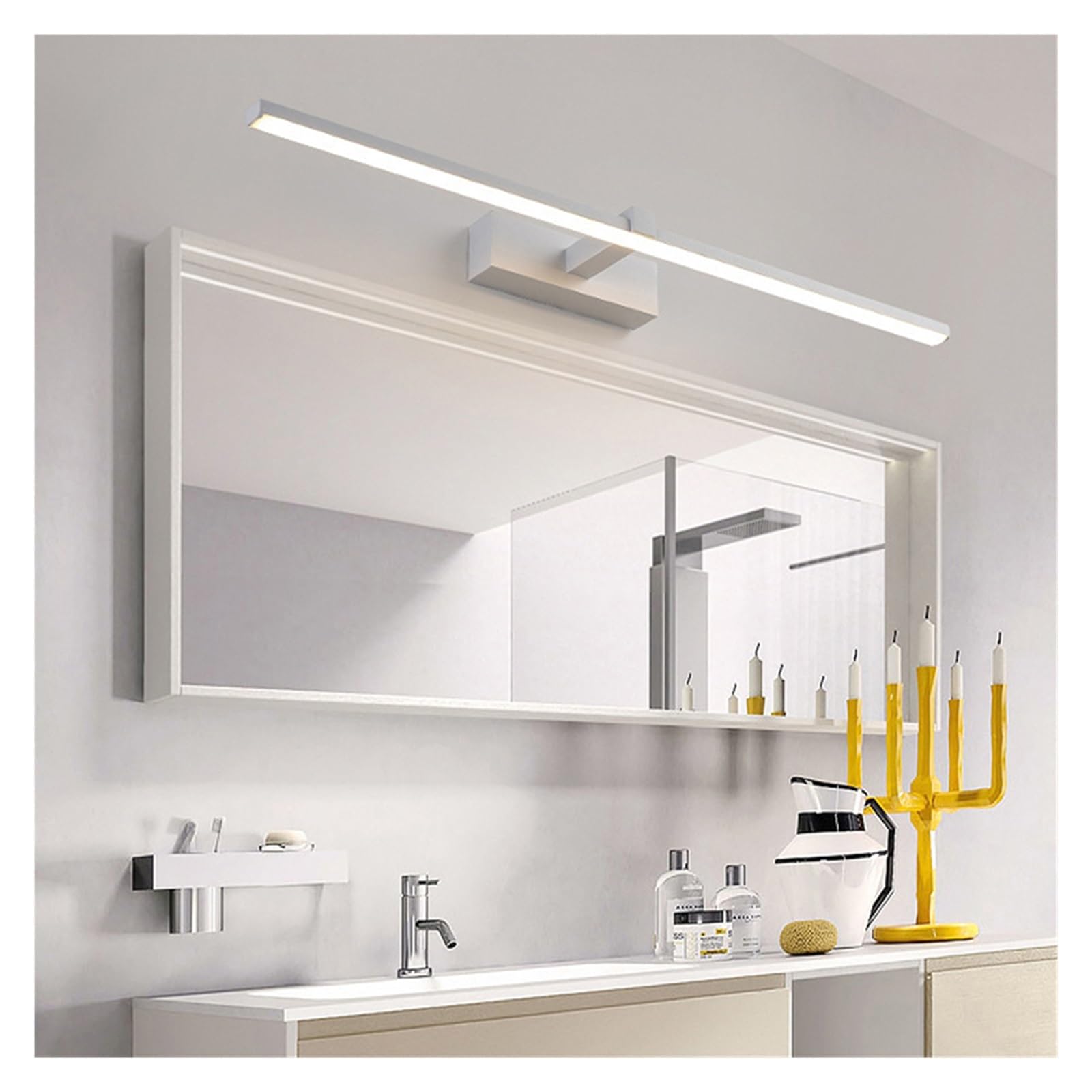 Led Spiegel Lichter Wand Lampen Badezimmer Wasserdicht Weiß Schwarz LED Flache Lampe Moderne Innen Beleuchtung Make-Up Stabile Beleuchtung(Cool white,White-40cm)