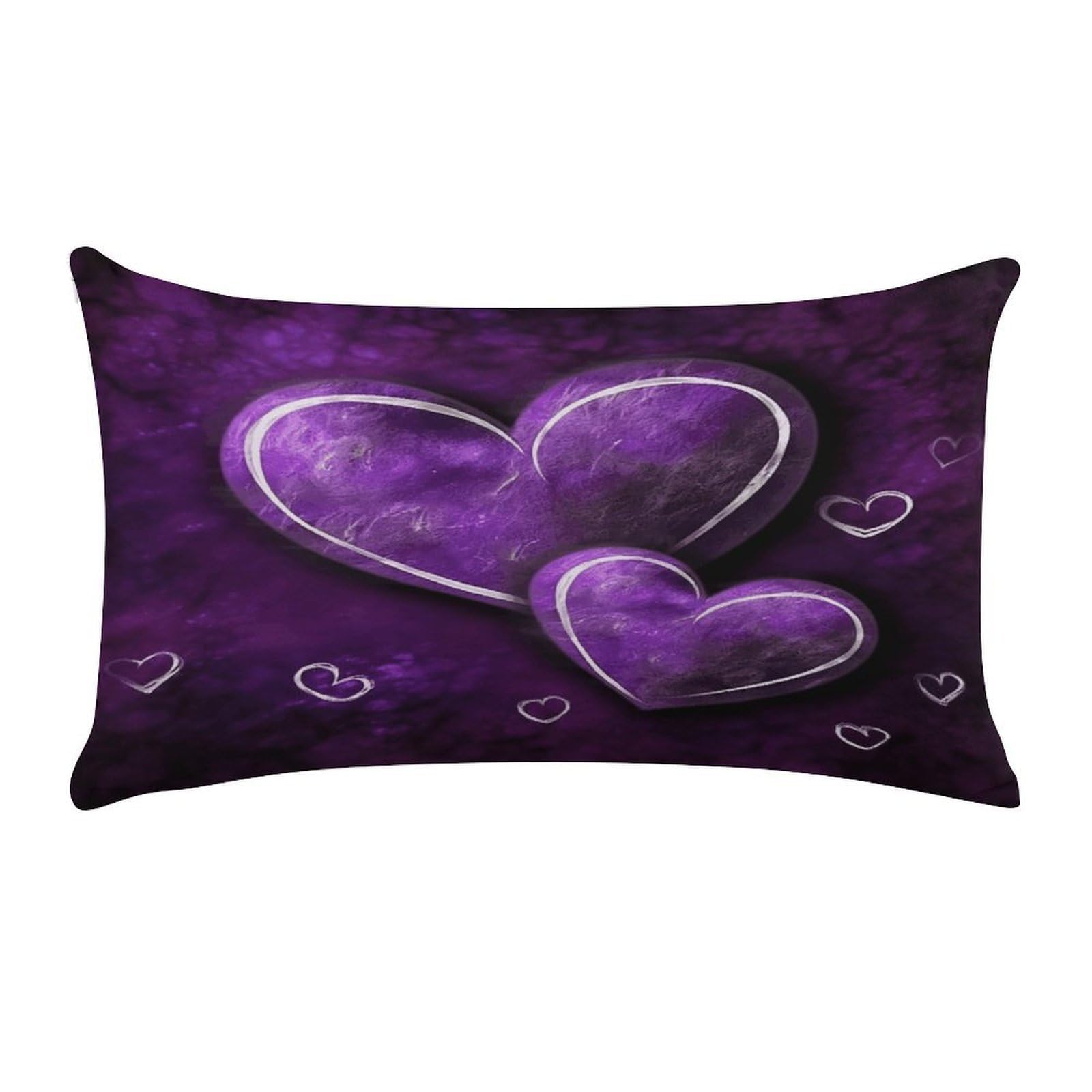 FodPand Purple Hearts Throw Pillow Covers Rectangular Pillow Case Short Plush Pillowcase Cozy Pillow Protector Pillow Shames Soft Cushion Cases Decor Lumbar Pillow Shell 12"X20"