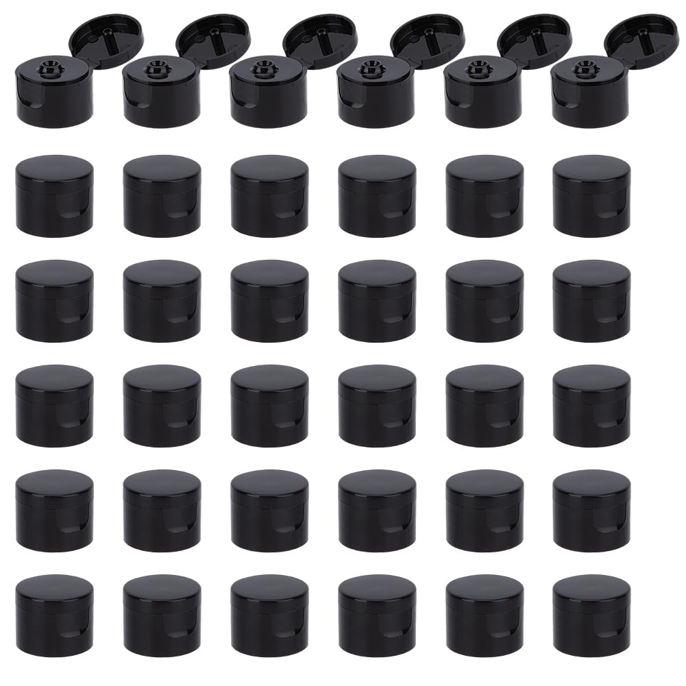 OLYCRAFT 36Pcs 24/410 Black Flip Top Dispensing Cap Replacement Bottles Caps Reusable Plastic Bottle Cap Flip Top Lids for Shampoo Moisturizer Squeeze