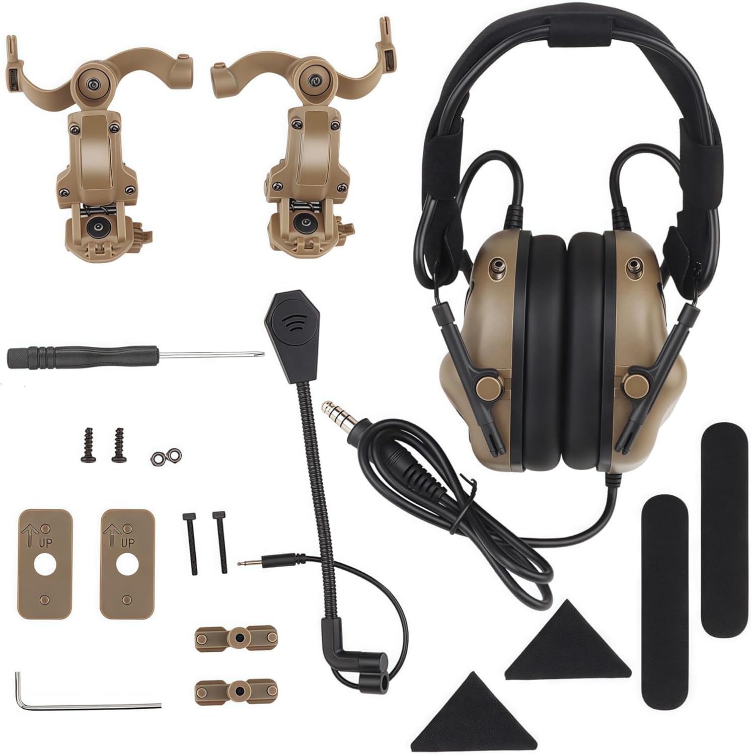 ACEXIER GEN 5 Tactical Headset Shooting Without Noise Reduction Headset for Helmet Head Mounted 2 in 1 0PS Core A.RC and Team W.endy M-IOK (Khaki)