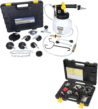 Mityvac MVB1050 Hydraulic Brake Service Kit, MV7840 Air-Operated Pressure Bleeder with 2.5 Quart Reservoir, MVA575 Flex Hose, MVA6855 Master Cylinder Cap Adapter Set, Hybrid and EV Compatible