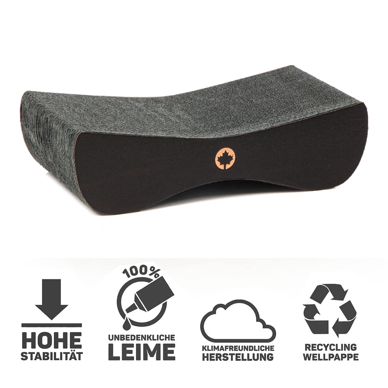 CanadianCat Company Rascador Satellite SMALL | Black Edition | Rascador para gatos en negro | Cartón rascador + hierba gatera | aprox. 37 x 10 x 23 cm