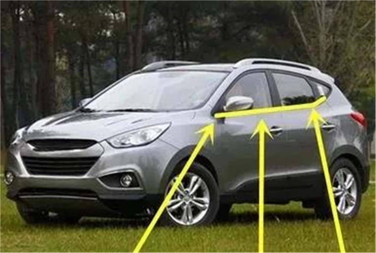 Junta de Goma 4 Exterior Negro O Cromo Ventana De Goma Vidrio Para Hyundai IX35 82210-2S000 Burlete Para Tucson LM 2nd 2010-2013 Protector Tira de Sellado de Goma(Black)