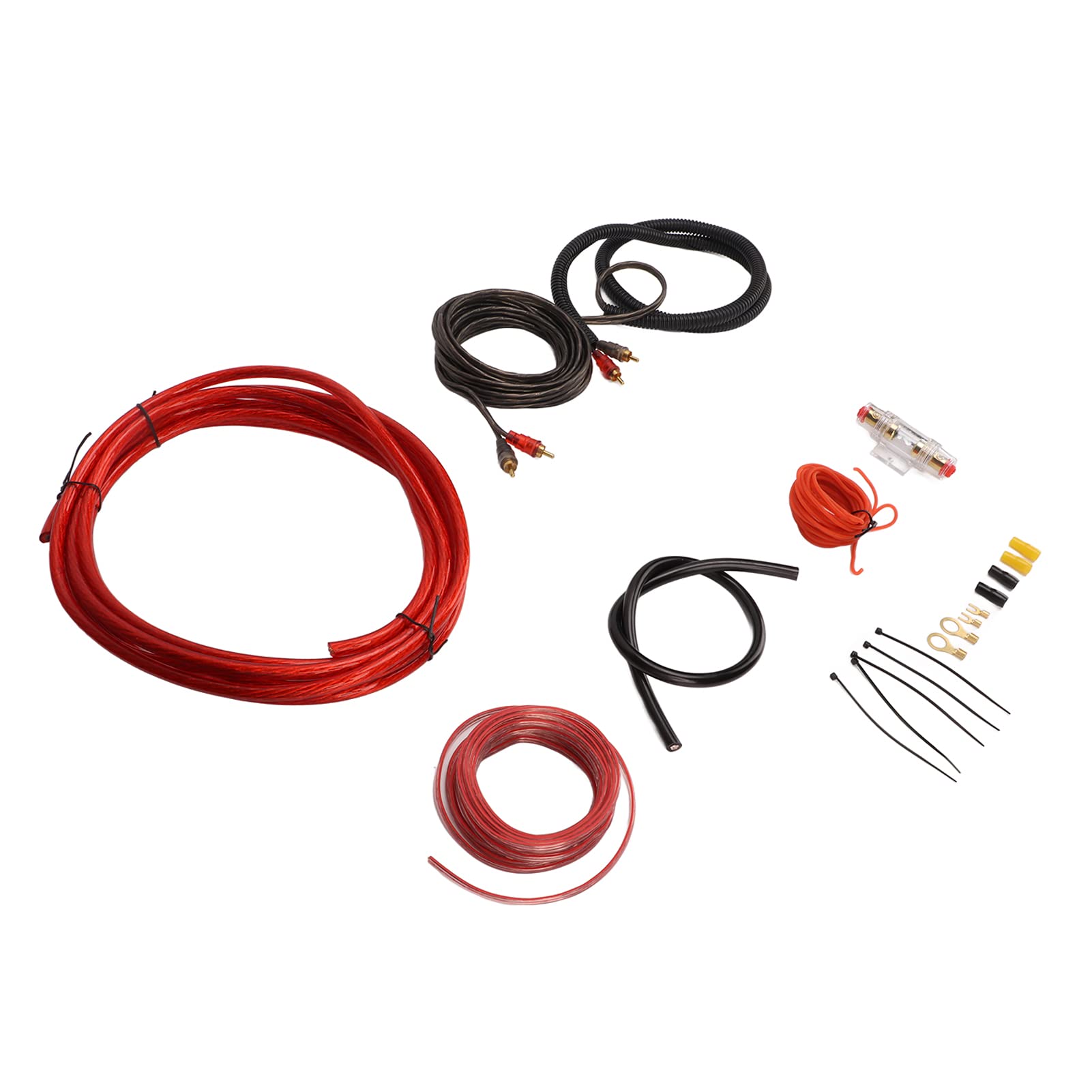 Kit de câblage d'amplificateur Audio de Voiture de Calibre 4 - PVC et métal à Haute conductivité, Faible Bruit et Durable pour l'installation d'ampli de Haut-Parleur de Caisson de
