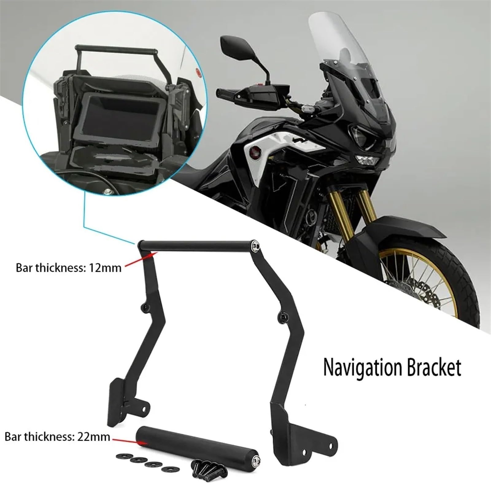Soporte Navegación Soporte para Teléfono Móvil Placa Navegación GPS para Motocicleta CRF1100L para Africa para Twin Adventure Sports 2020 Soporte GPS para Motocicleta(12mm 22mm)