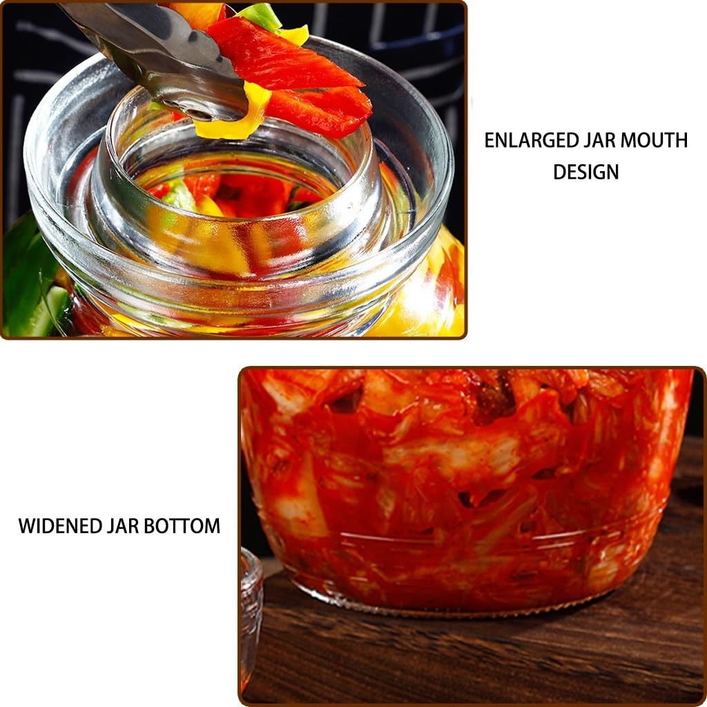 Gärtopf Einmachglas Mit 4 Fassungsvermögen, Kimchi-Glas Aus Transparentem Und Sichtbarem Glas, wasserdichte Gärgläser, Pilze/Blumenkohl(7.5kg)