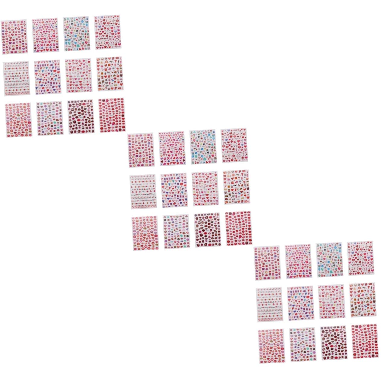 3 Series Pegatinas Para Uñas De San Valentín Decoración De Uñas Corazón Calcomanías Adhesivos Manicura San Valentín Decoración Uñas San Valentín Etiqueta De Uñas De Beso 12 Hojas*3