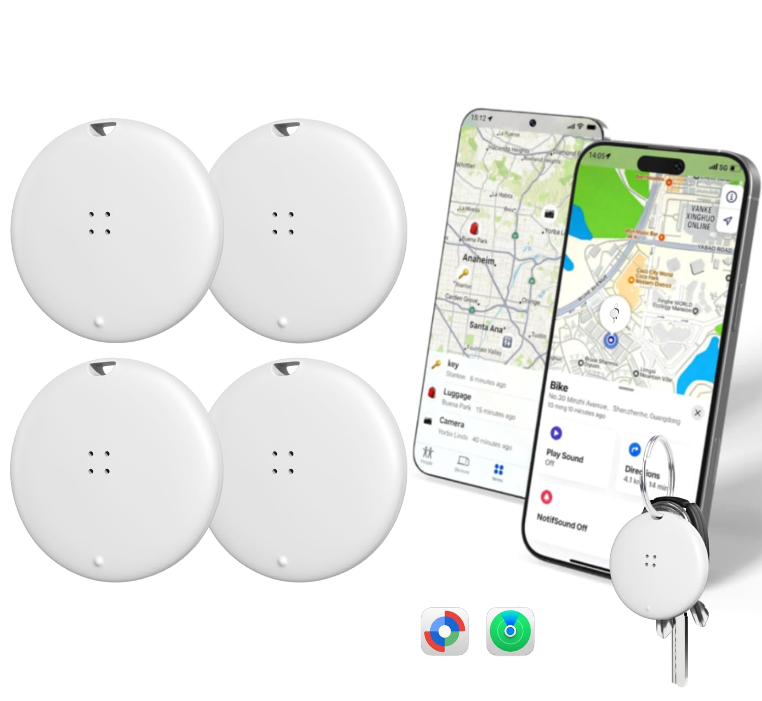 OTIC Round Tracker Work with Apple Find My and Google Find Hub– White (4-Pack)-picture-27