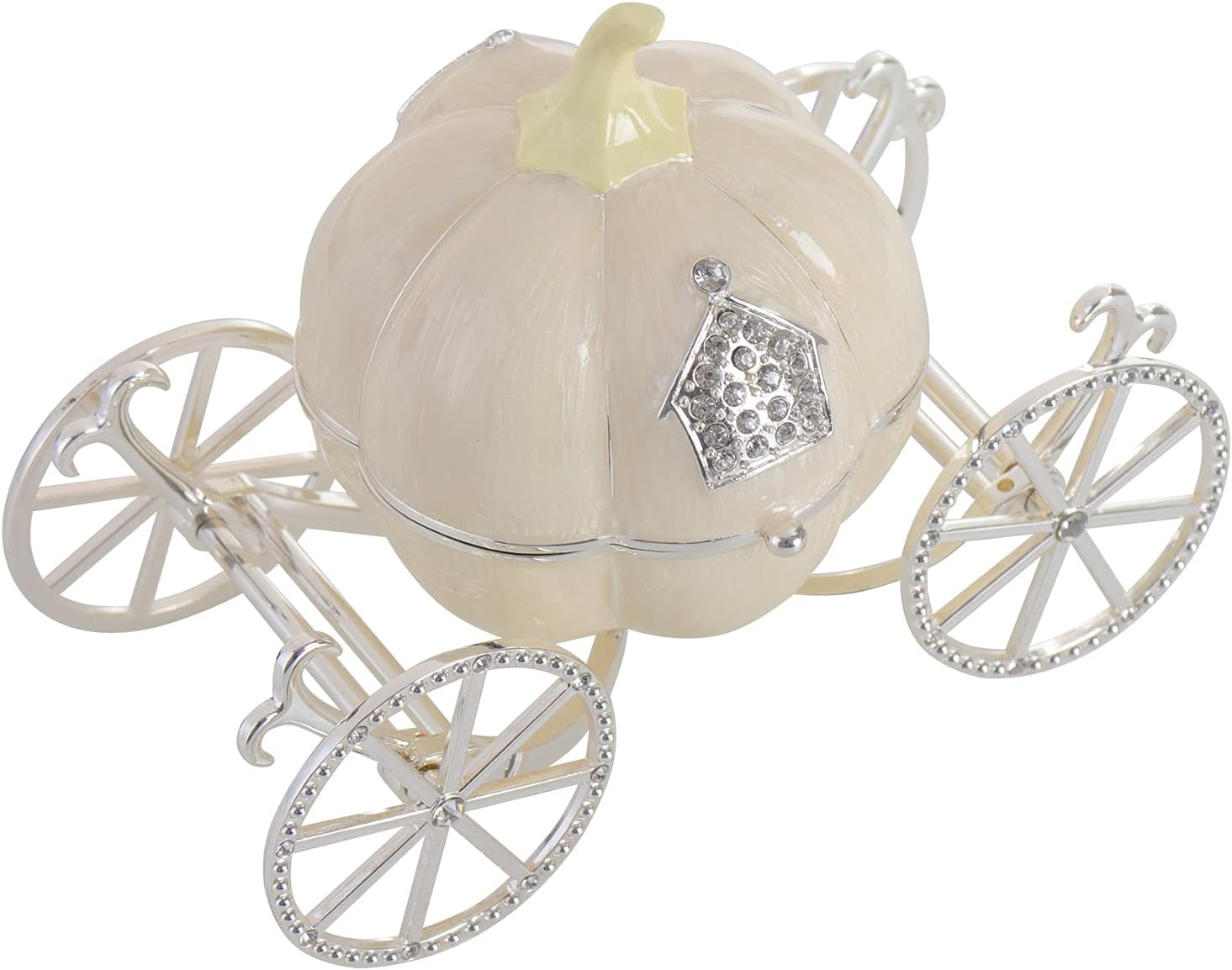 LASODY Hand Painted Enameled Cinderella Pumpkin Carriage Decorative Hinged Jewelry Trinket Box Unique Gift for Family,Jewelry Chests
