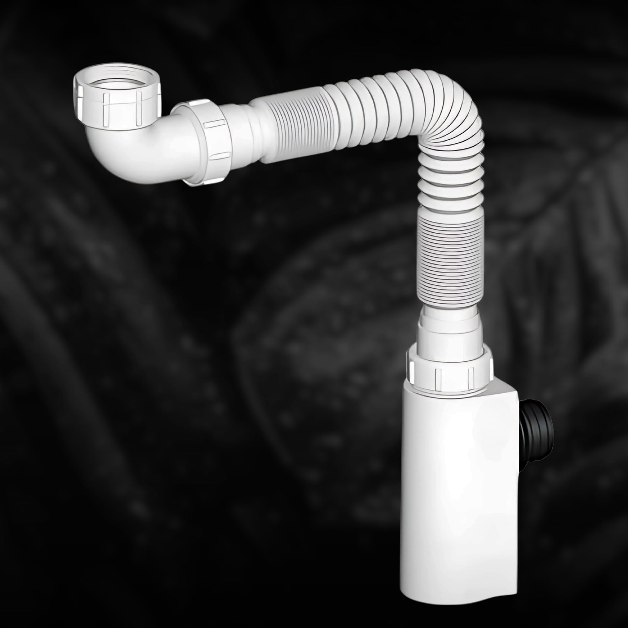 GOEKA ABS Bottle Trap With Expandable Pipe | Height Adjustable Waste Outlet Pipe For Bathroom, Wash Basin, Kitchen Sink, White | ABS Body with Modern Design | (BOTTLE TRAP ONLY)