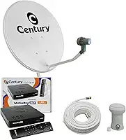 Kit Completo Antena Parabólica 60 cm Banda Ku Receptor Century B7 + LNBF Simples + Cabo 15M