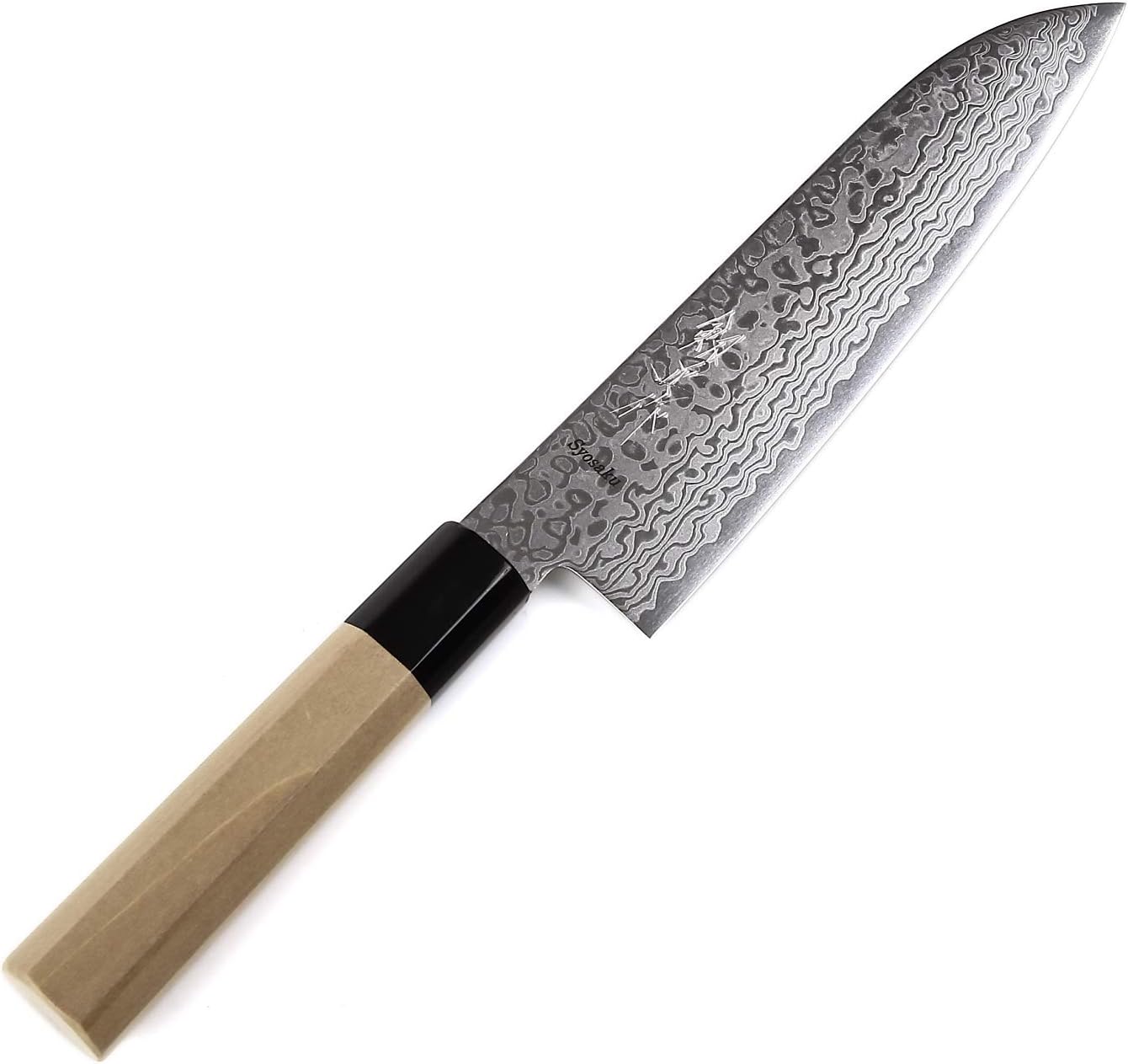 Japanese Multi Purpose Chef Knife Damascus ZA18 69 Layer Octagonal Magnolia Wood Handle, Santoku 7-inch (180mm)