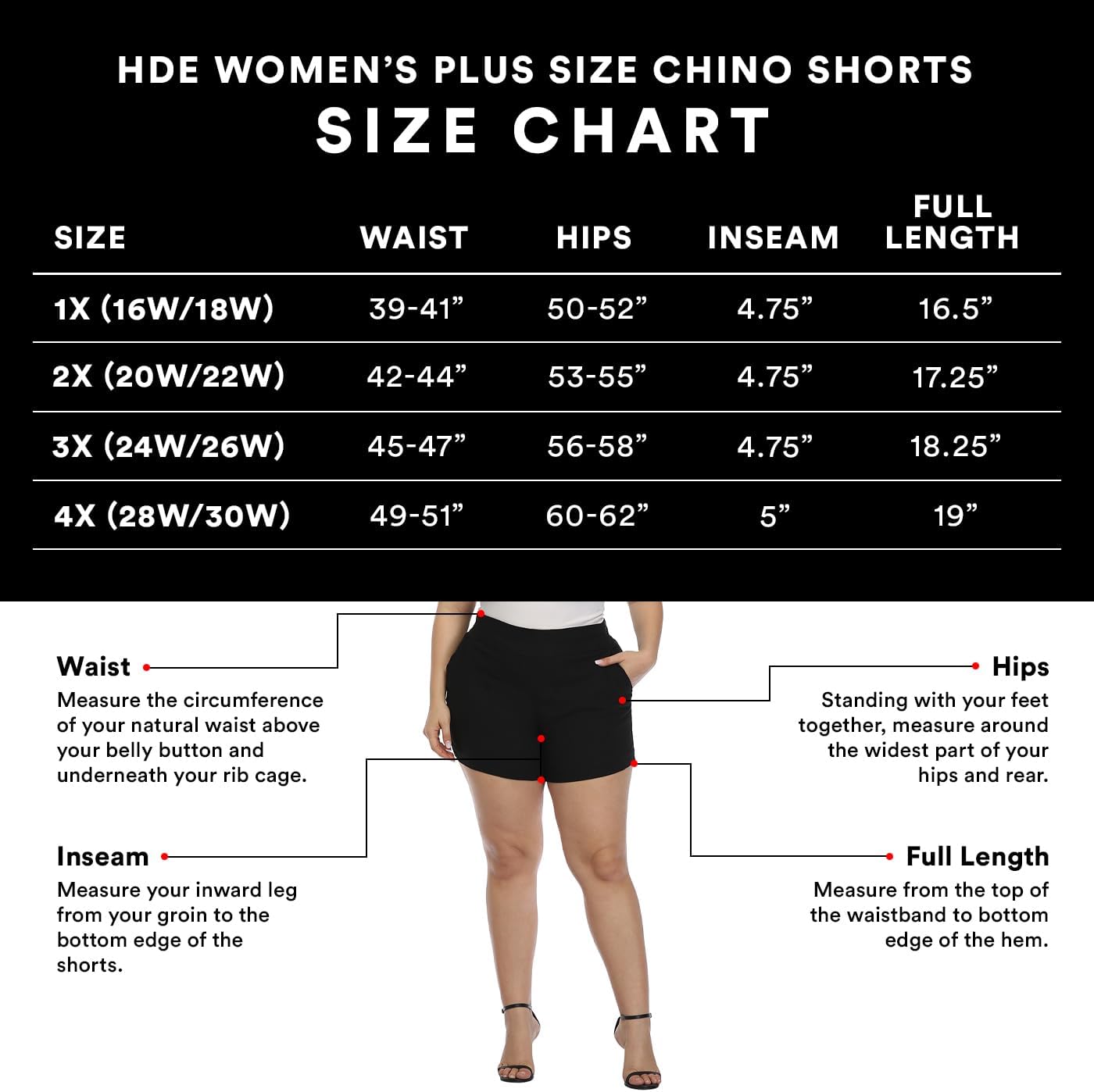 HDE Women's Plus Size Chino Shorts High Waisted 4" Inseam Summer Casual Shorts - Image 3