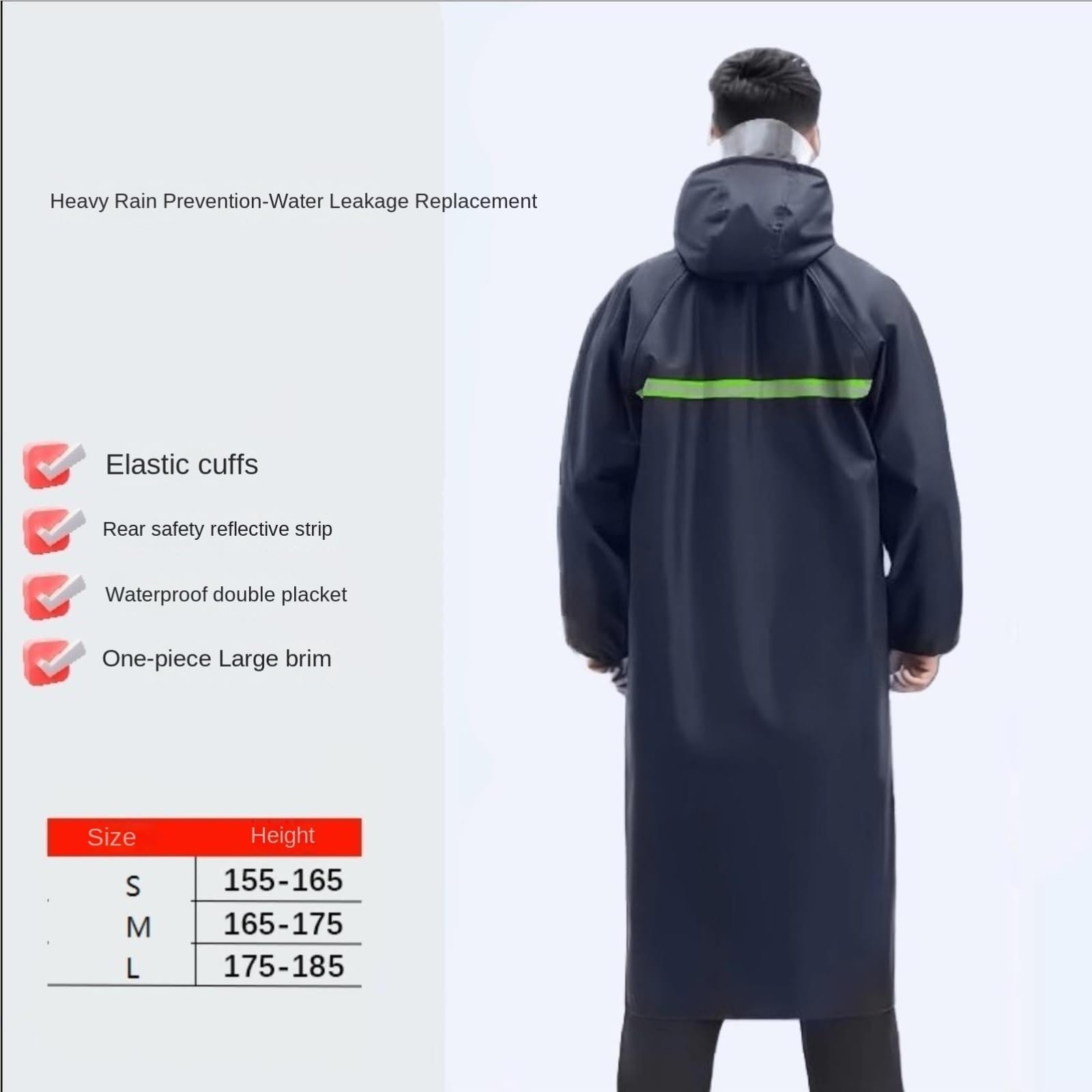 Capa de Lluvia Reutilizable Chubasquero Con Capucha Poncho De Lluvia Grueso For Exteriores Largo Una Pieza Ropa de Agua para Exteriores