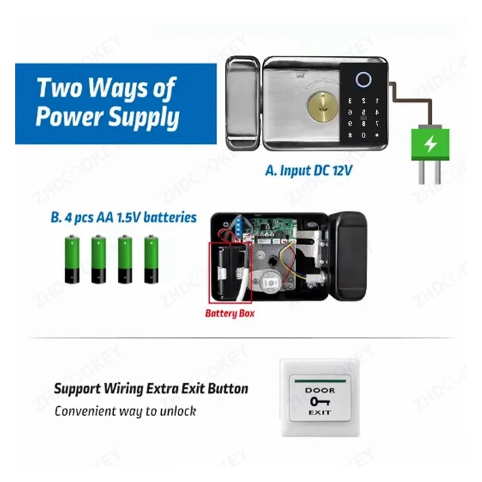 Outdoor Waterproof IP66 Lock Fingerprint Card Code Electronic Password APP Keyless Entry Knobs Smart Door for Home(Tuya double code REM)