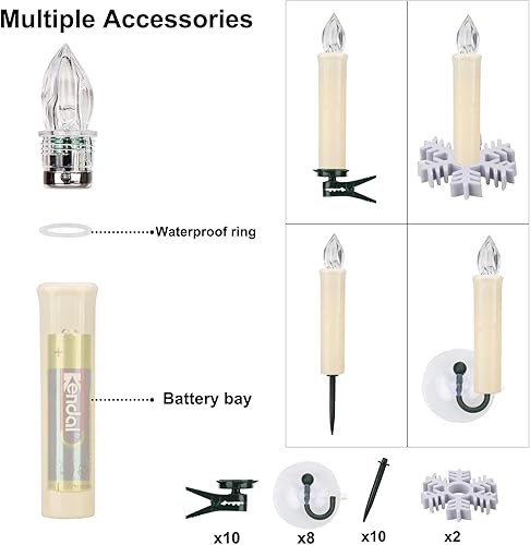 Miniatura 6 de 10 velas LED sin llama para ventana, funciona con pilas, luces de vela con temporizador remoto, velas de árbol parpadeantes ideales para decoración