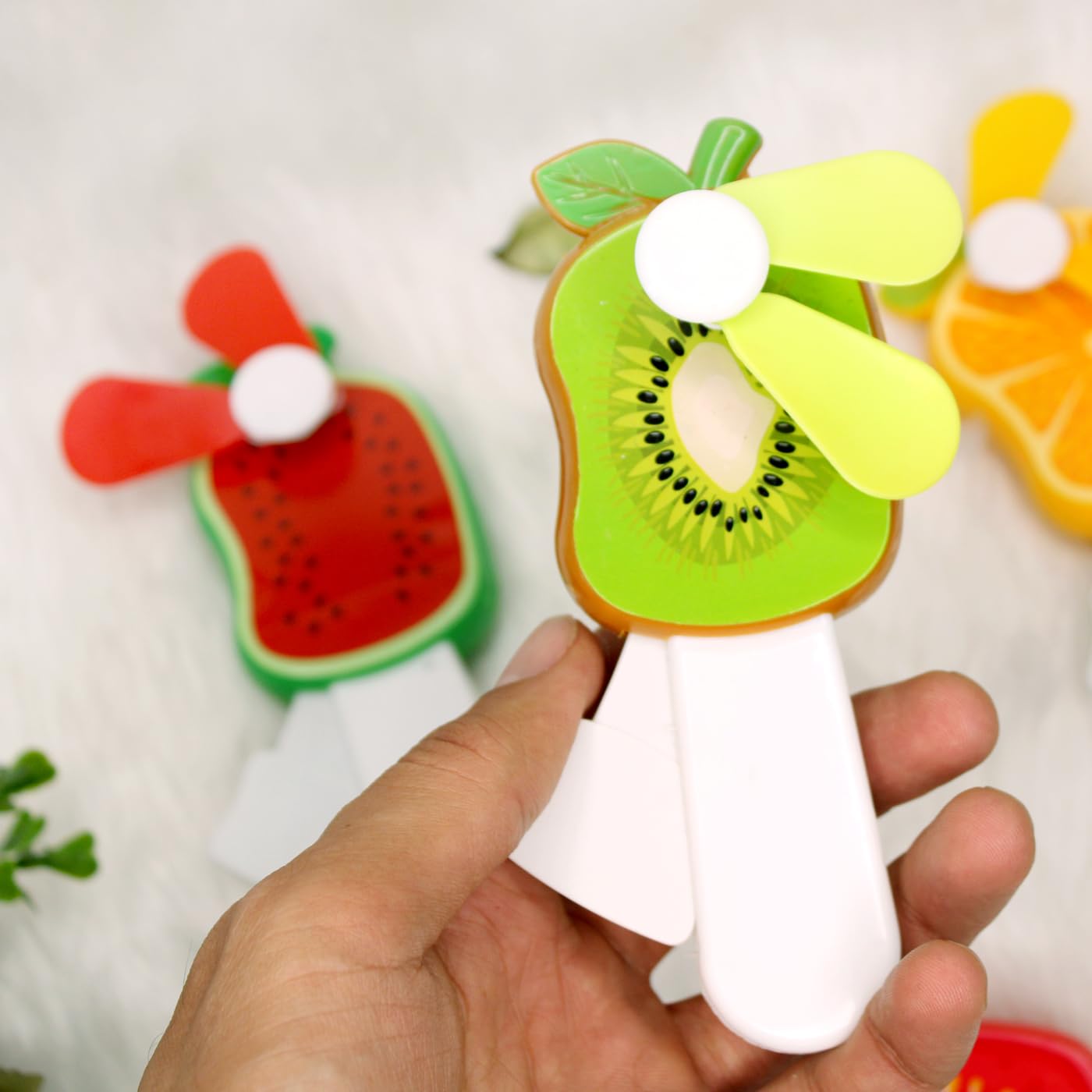 EKAN Set of 2 Hand Press Mini Fan Toy, Small Portable Fan with Mist for kids Boys and Girls (Multicolor) 1