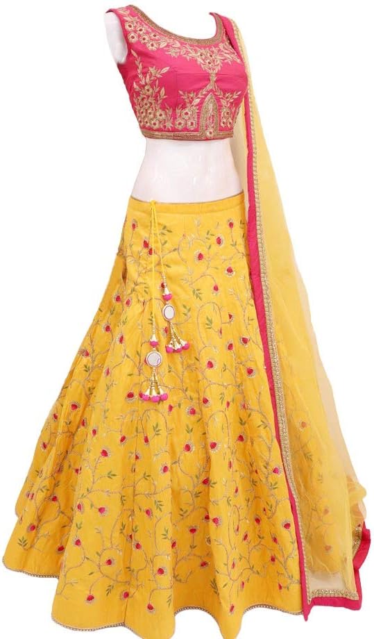 Yallow Bridal Lengha Choli Indian Wear Lehenga Lengha Choli Pakistani Wedding Ware Choli Yellow