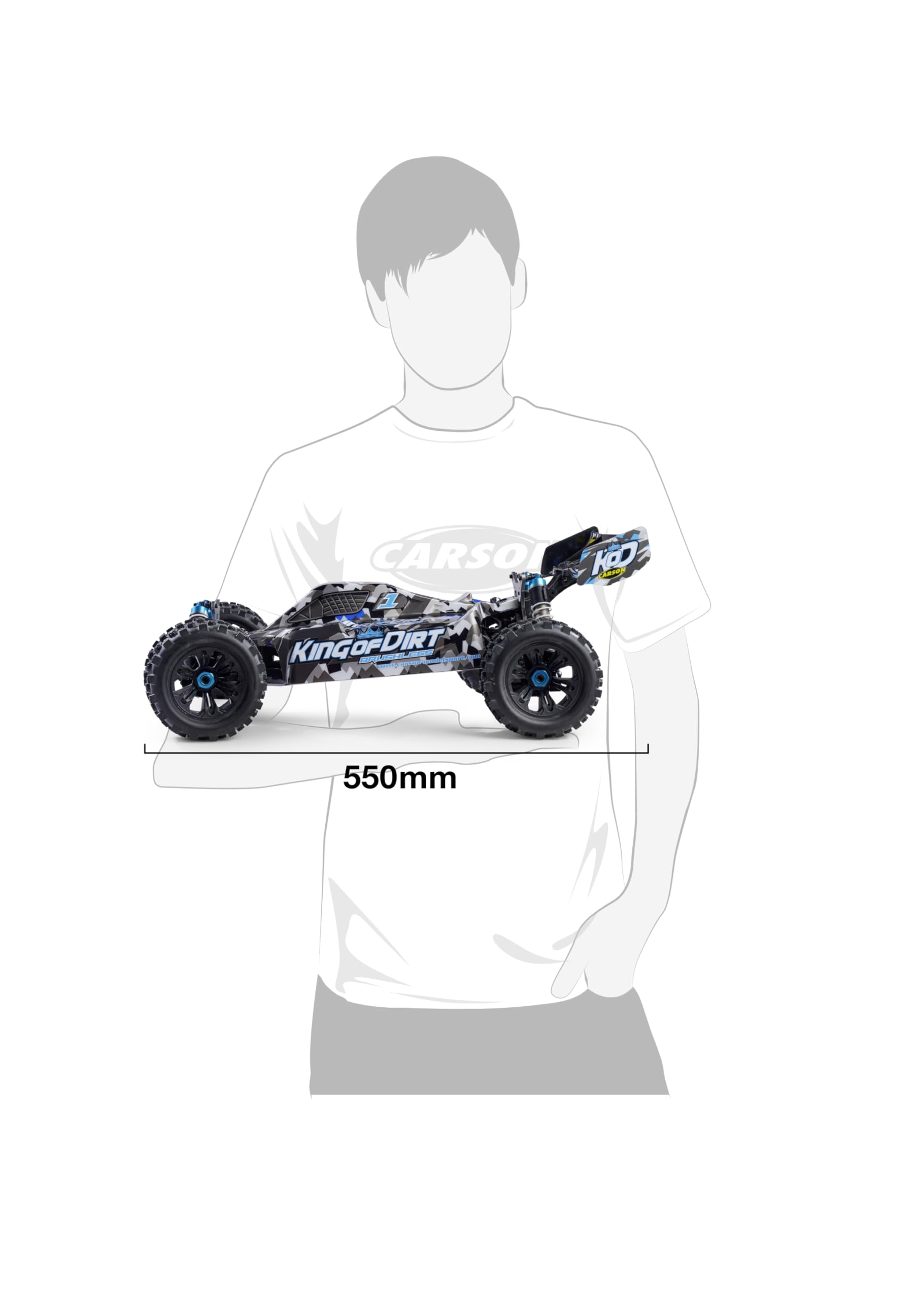Carson 500409063 1:8 King of Dirt Buggy 4S RTR - RC Buggy, ferngesteuertes Auto, Offroad, hochwertig, RC Fahrzeug, RC Auto 80 km/h