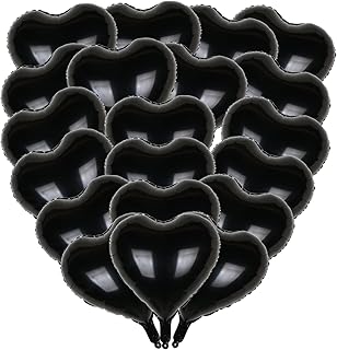Guzon 15Pcs Black Heart Shaped Balloons 18