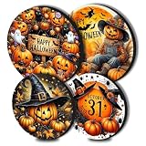 Happy Halloween - Juego de 4 fundas redondas para quemador de estufa eléctrica, diseño de calabazas