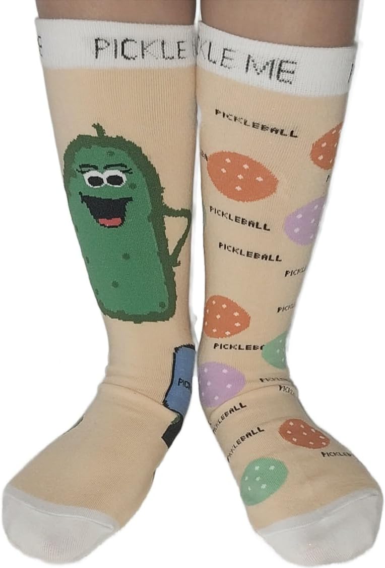 Mixin Itup Pickleball Socks Collection, Non-Matching Pairs, 3-Pack Adult Sizes, Novelty Court Designs