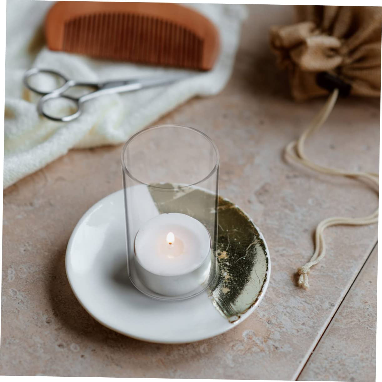 MAGICLULU Copri Candela in Vetro Trasparente, Cilindro Anti-vento, 4 Pezzi, per Candele e Luci Led, Decorazione Fai da Te Luce Calda