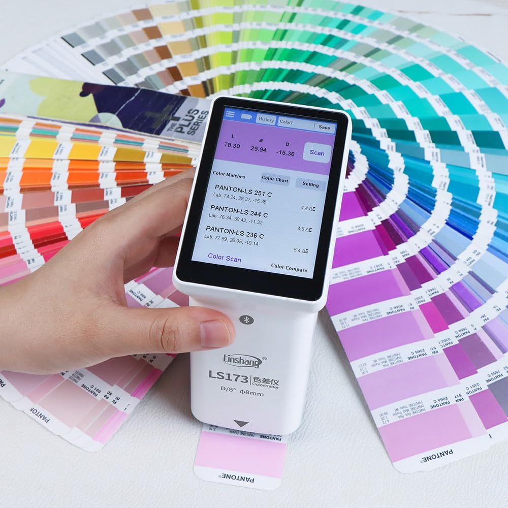 FHRKA Digital Colorimeter LS173 Color Analyzer Colorchecker LS173 D/8° Mobile APP Easy to Use Incl. PC Software Touch Screen Acrylic