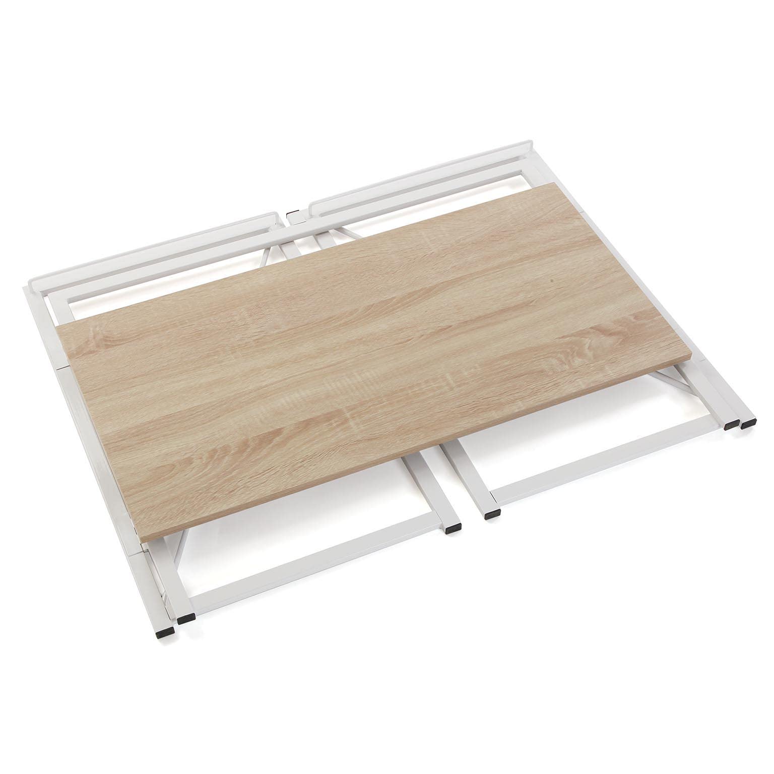 VERSA Jack Scrivania per Computer e Scrittoio Salvaspazio, Piccolo Tavolo da Ufficio, Salotto o Studio di Casa, Pieghevole, Misure (A x L x l) 74 x 45 x 90 cm, Legno e Metallo, Colore Bianco
