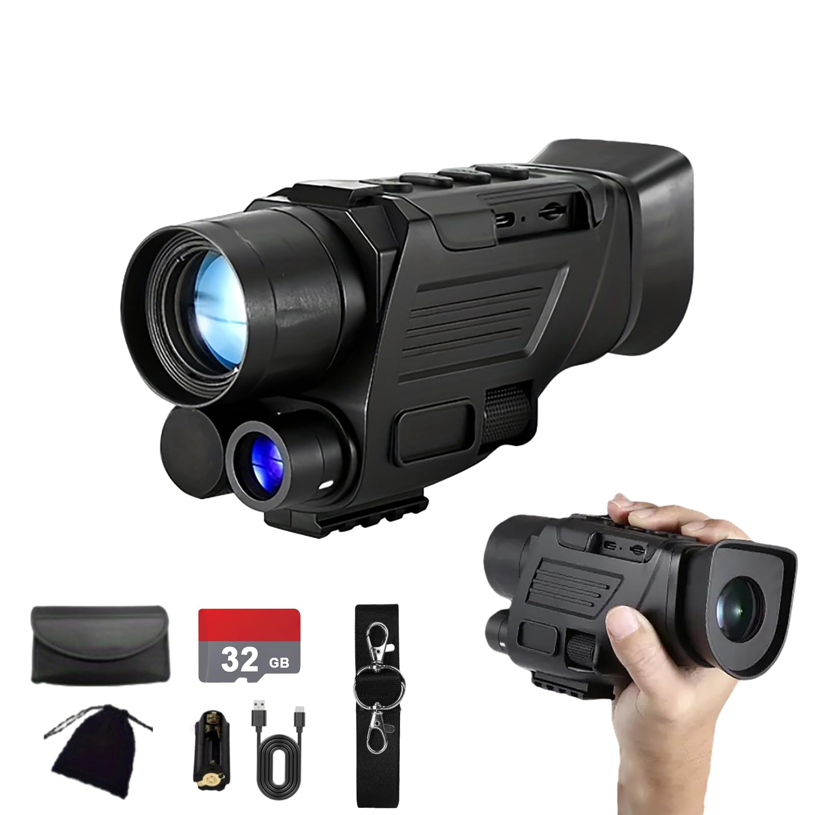 WGFXYBFY 4K Night Vision Monocular for Adults, 984ft Infrared Digital Night Vision Scope, 6X Digital Zoom, with 32GB Memory Card Take 4K Video and 36MP Photos, for Hunting,AA Battery