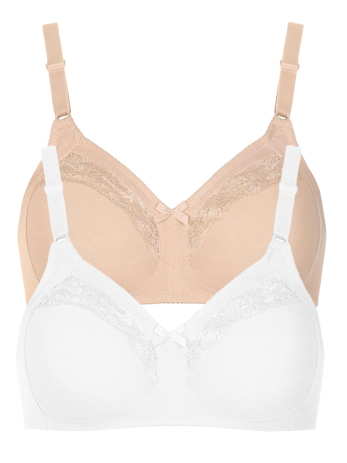 Lisca Women's Skin-White Pack Of 2 Non-Wired Bra Manja 000930 36B