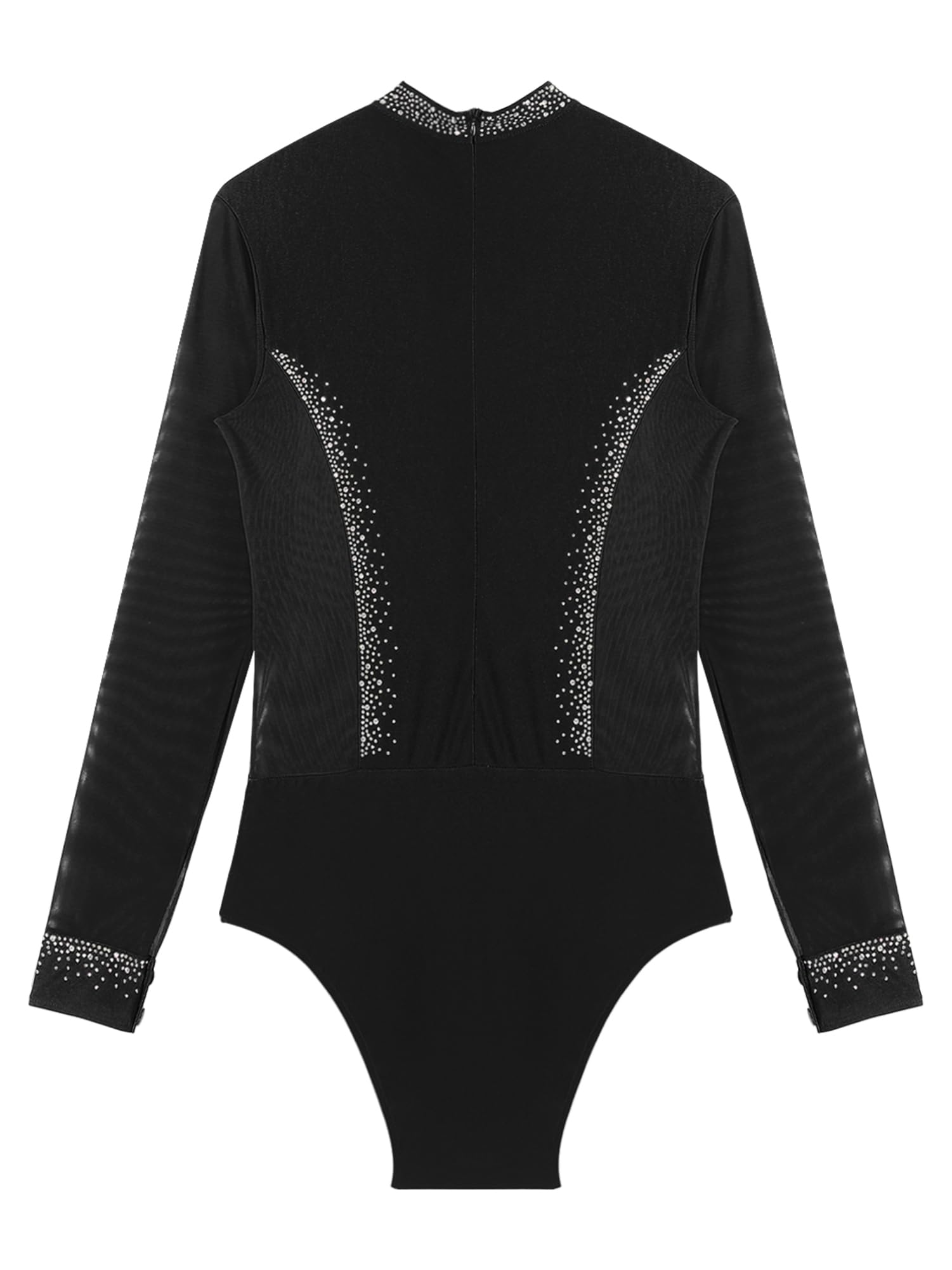 IEFIEL Herren Glitzer Latein Hemd Tango Rumba Hemd Bodysuit Jumpsuit mit Knöpfen Im Schritt Turnier Shirt Trikot Tanz Kostüm