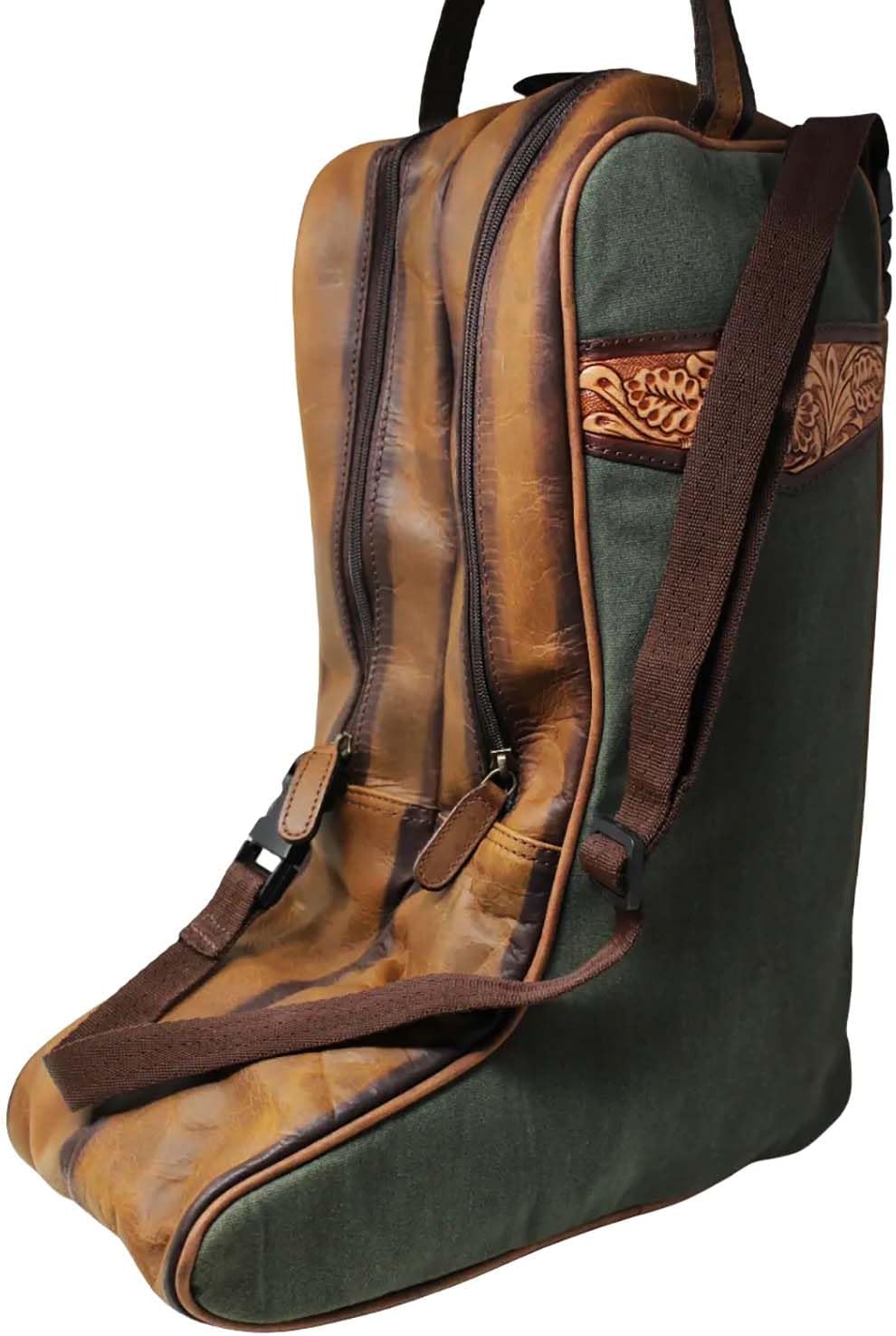 CHALLENGER Western Green Canvas Floral Leather Travel Carry Boot Storage Bag 30SK02HG