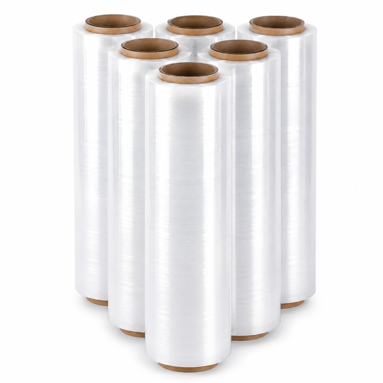 Juego de 6 películas estirables (50 cm x 150 m, 23 µ, película de embalaje manual de alta resistencia, película protectora para palets, paquetes, movimiento y almacenamiento profesional