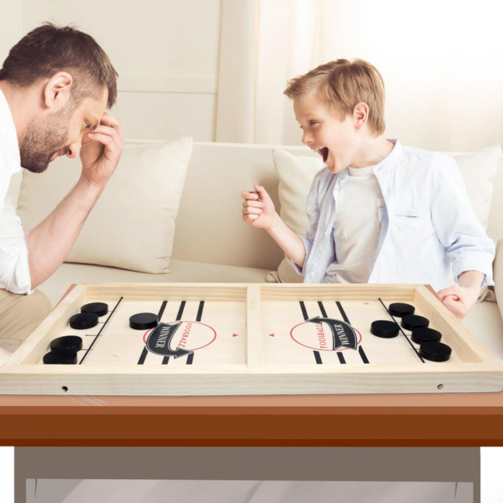 Hockey da Tavolo,Air Hockey da Tavolo Scacchiera in Legno Giochi Set Scacchiera Portatile 2 in 1 Giochi di Società Macchina daHockeys su Ghiaccio Gioch Bambinin,per Tavol Società