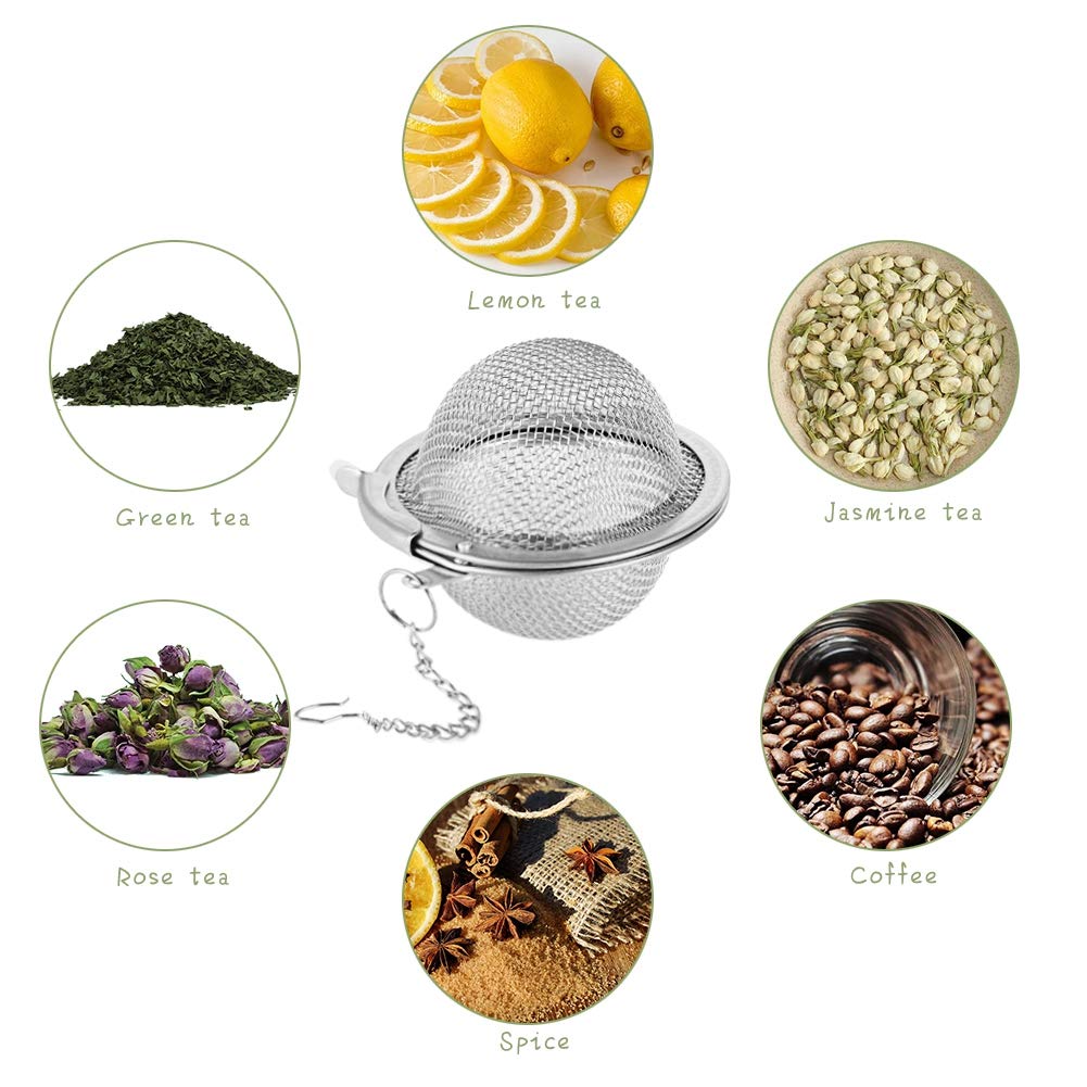 Mockery 6Pcs Tea Strainer Infuser Ball, Stainless Steel Mesh Tea Ball for Natural Tea & Seasoning Spices 4