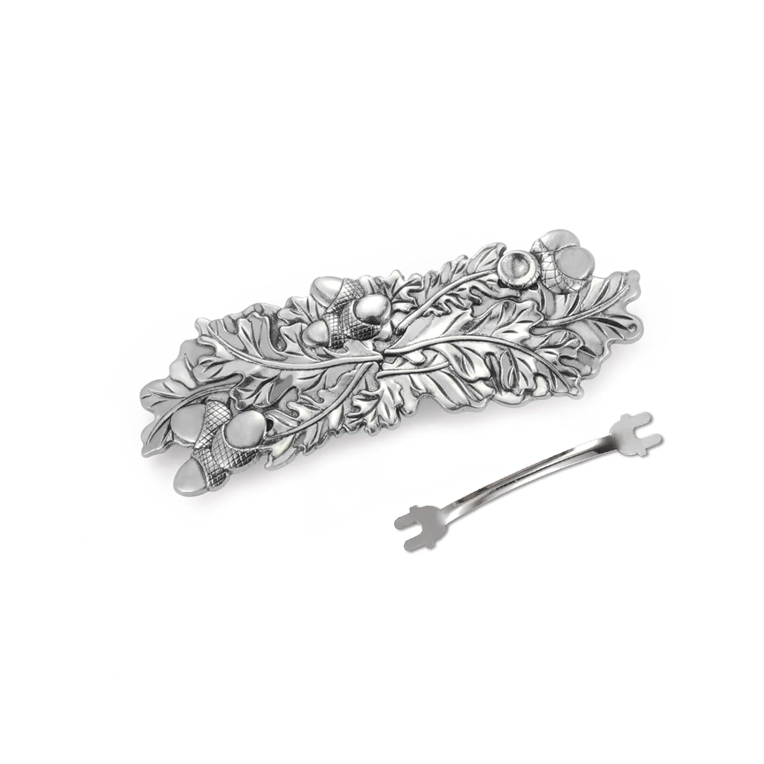 Amaxer Viking Gold Silver French Barrettes for Women Girls Celtic Hair Clips for Thick Thin Hair Vintage French Hair Clips Hair Styling Accessories (Silver-Oak leaf)