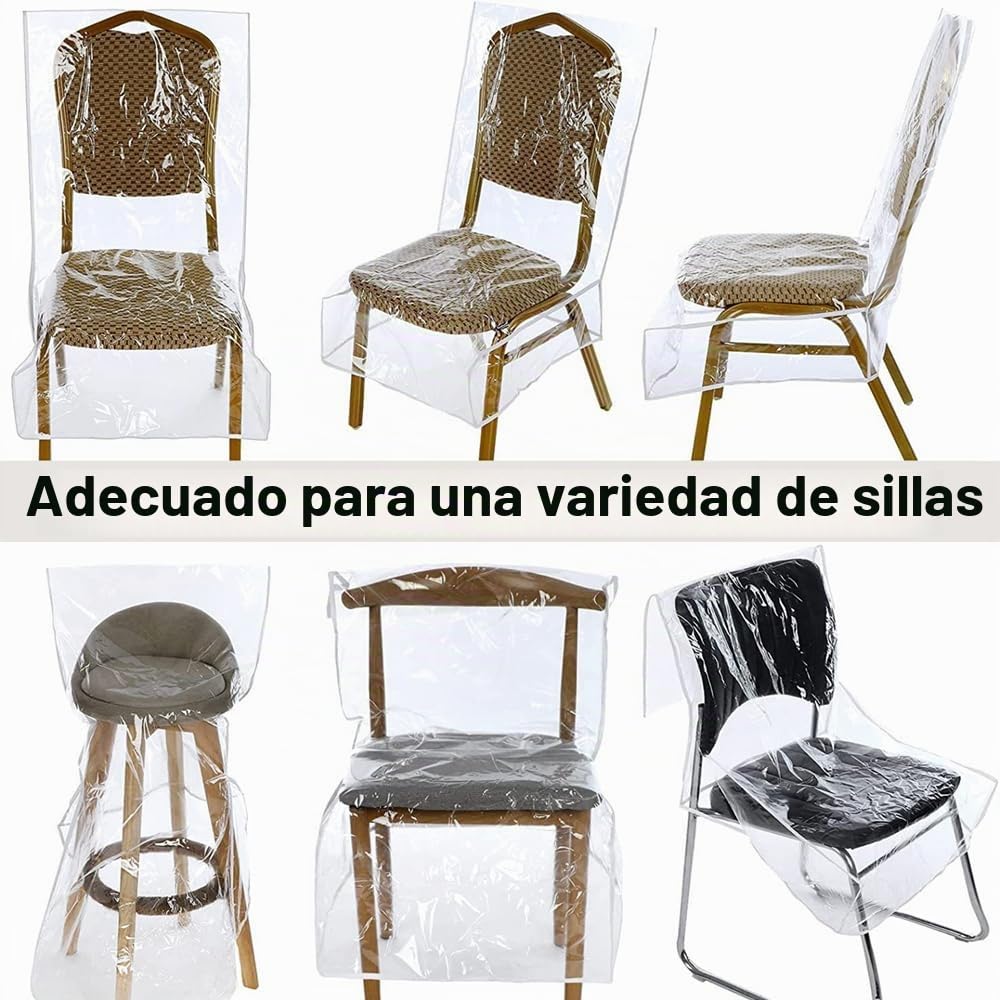 4 fundas de plástico transparente para sillas, protectores de asiento de silla de comedor de PVC transparente, impermeables, protectores reutilizables para sillas de comedor