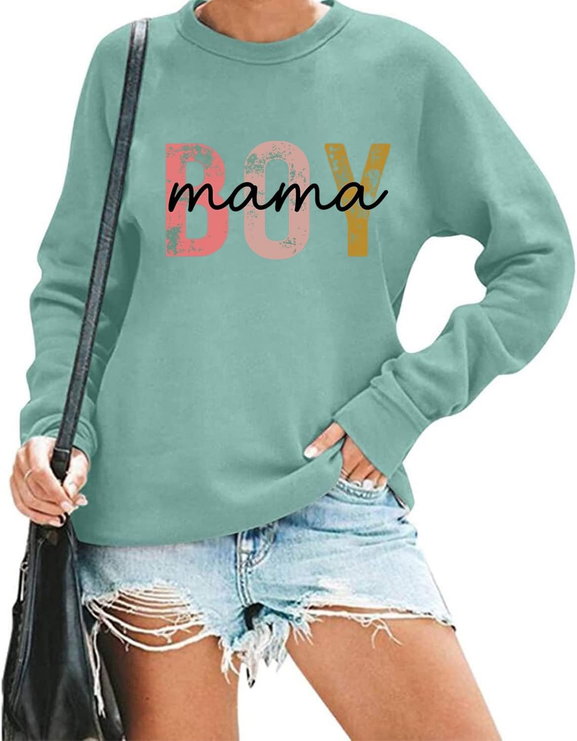 Life is Better with My Boys Sweatshirt for Women Boy Mom Letter Print Graphic Pullover Mom Life Casual Crewneck Tops