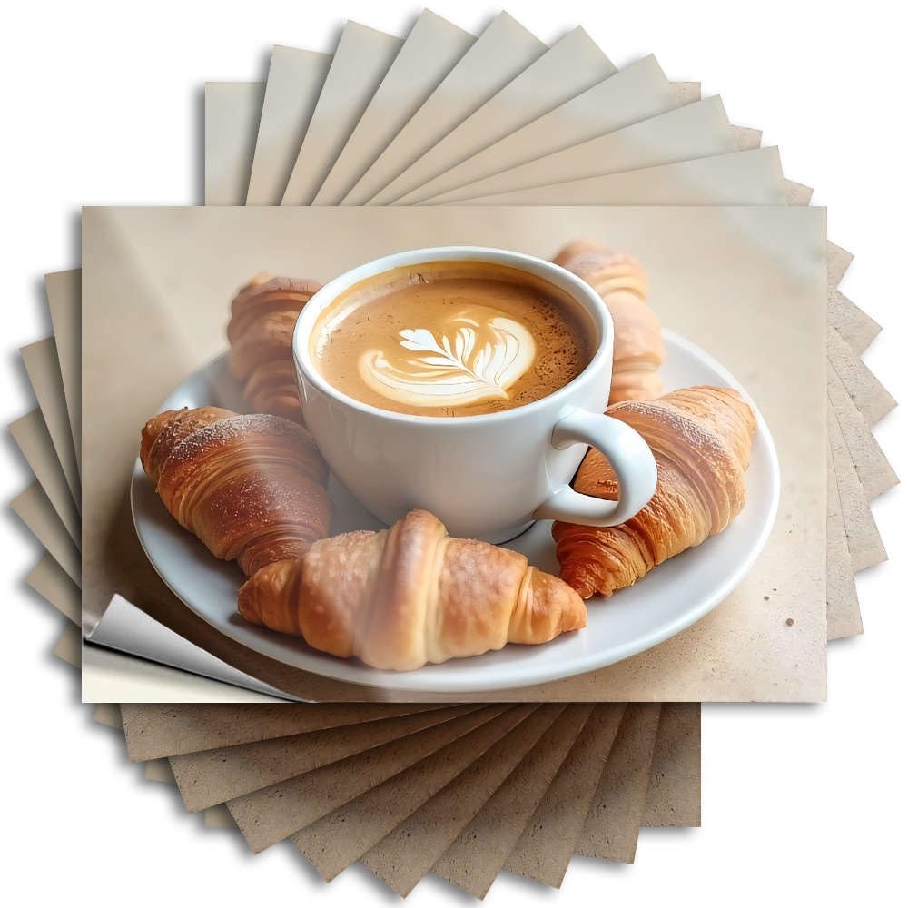 Fzfn Colour Cappuccino With Croissants On A Plate. Cozy Camper Van Accessories - Tattoos Tumbler Removable Vinyl Decal(12X18cm)